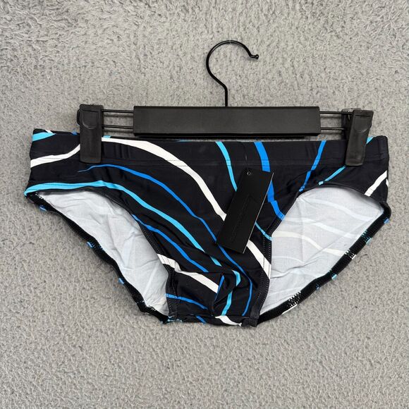 Todd Sanfield Swim Brief Men's XS Black Blue Deep Emperor Abstract Micro NEW - Picture 1 of 8